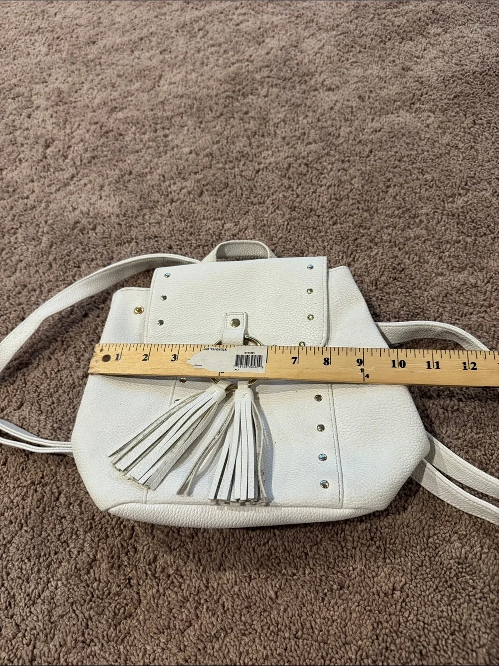 Justice White Tassel Accent Backpack Purse - Stylish Women’s Bag tween bag